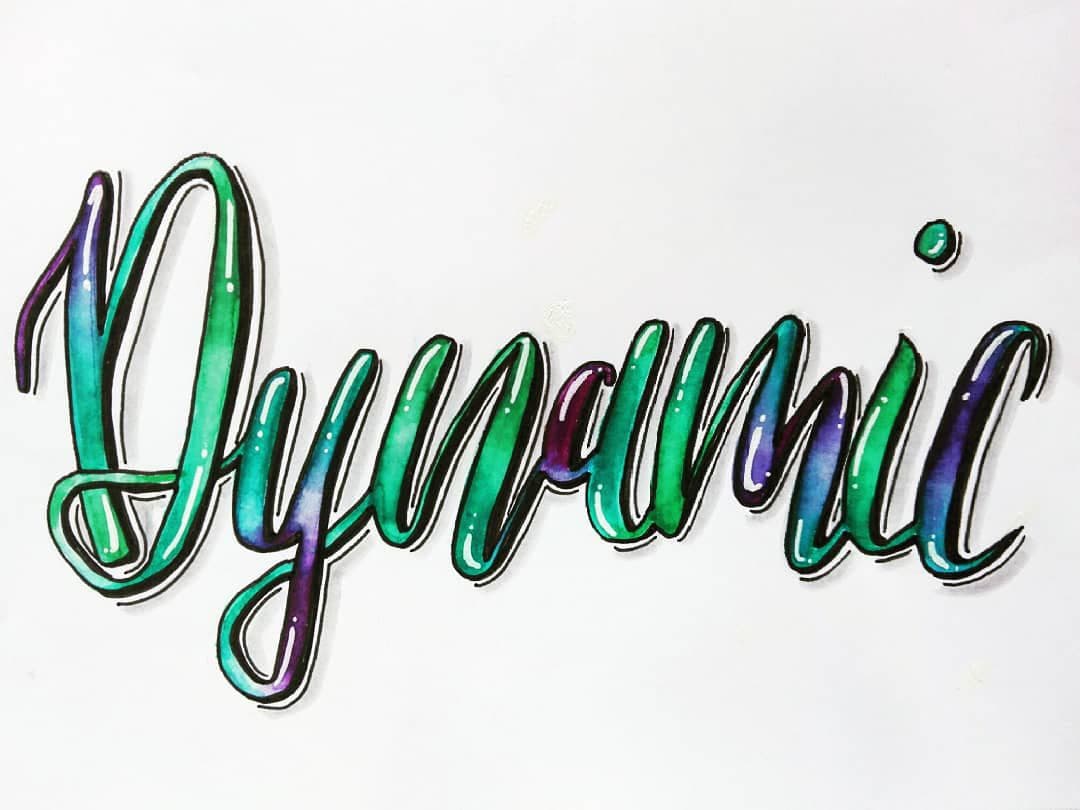 Analog handlettering using watercolourable brushpens.